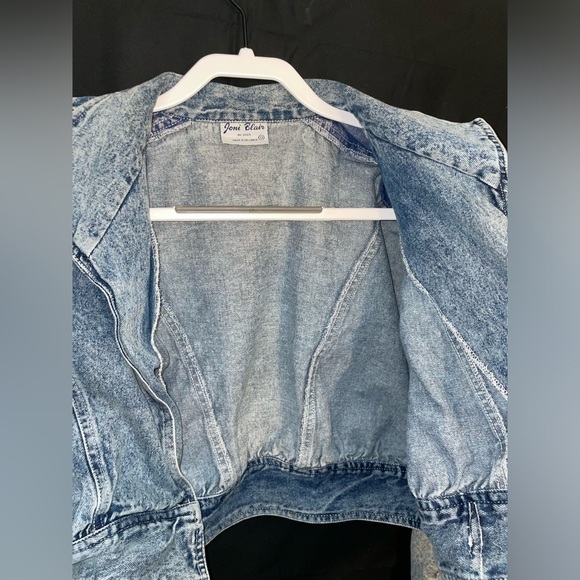 Vintage 80s Joni Blair Ruched Sleeve Cropped Denim Jacket - Picture 6 of 9